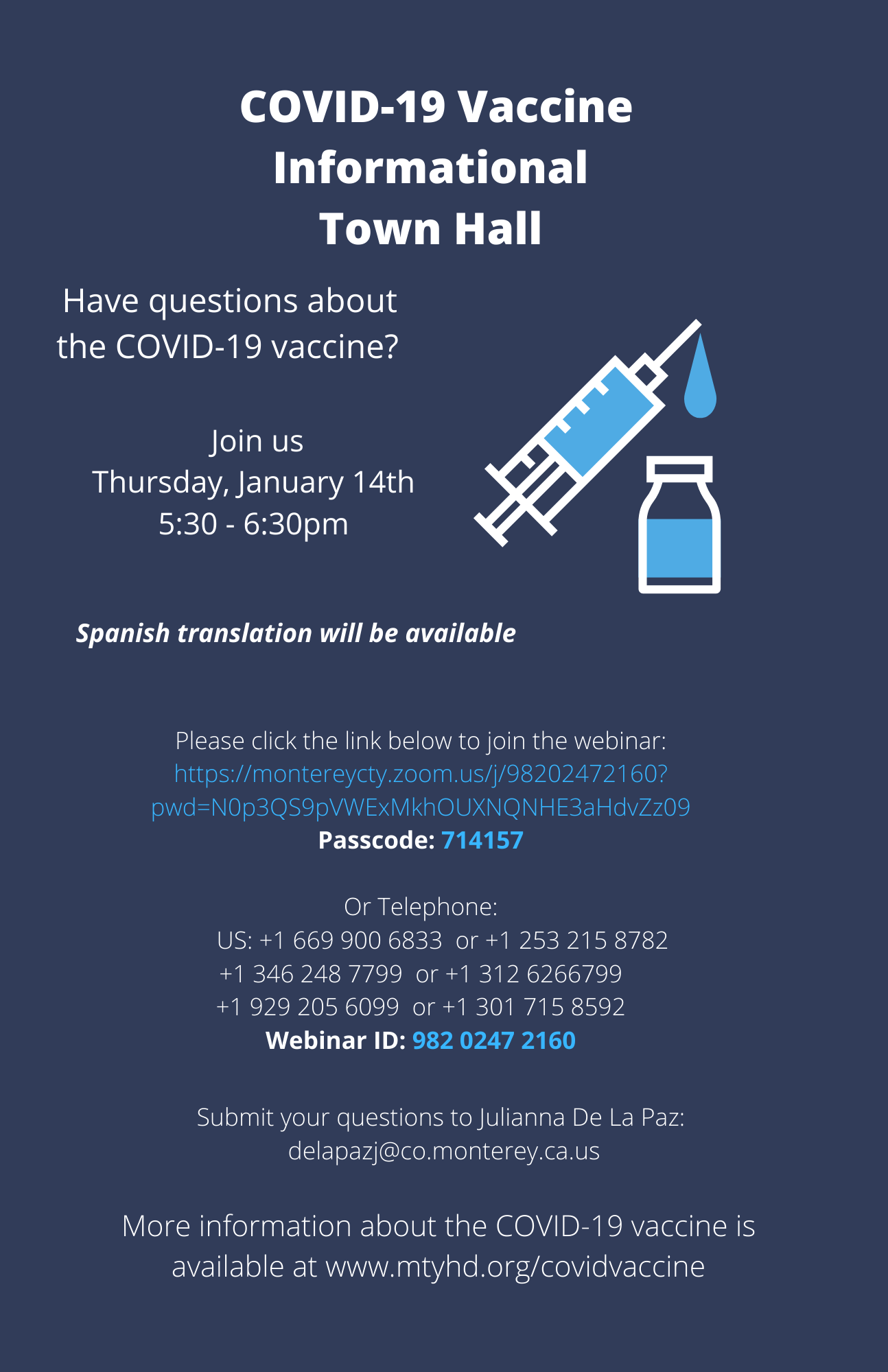 Monterey County Informational Town Hall - COVID-19 Vaccines - ENG